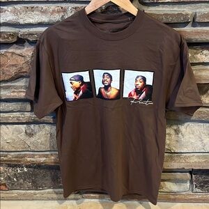 Primitive x Tupac Brown Slim Fit Short Sleeve Crewneck Graphic Tee 100% Cotton